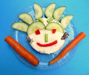 Happy clown face of snack without nuts